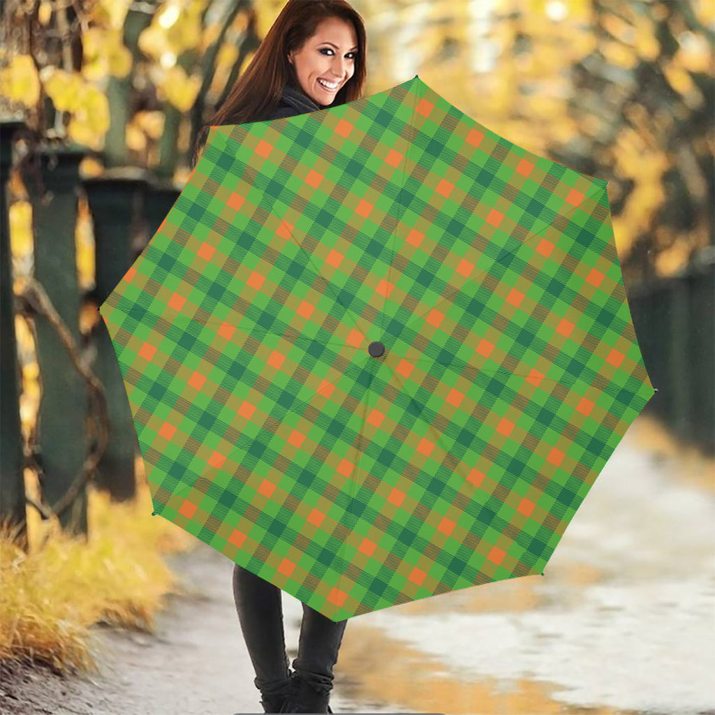 Irish Buffalo Plaid Pattern Print Foldable Umbrella