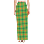 Irish Buffalo Plaid Pattern Print High Slit Maxi Skirt
