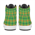 Irish Buffalo Plaid Pattern Print High Top Leather Sneakers