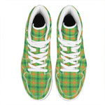 Irish Buffalo Plaid Pattern Print High Top Leather Sneakers