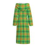 Irish Buffalo Plaid Pattern Print Hooded Bathrobe