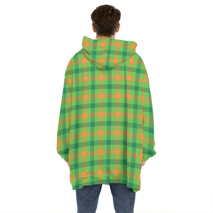 Irish Buffalo Plaid Pattern Print Hoodie Blanket