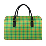 Irish Buffalo Plaid Pattern Print Leather Duffle Bag