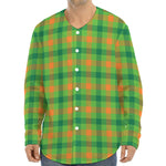 Irish Buffalo Plaid Pattern Print Long Sleeve Baseball Jersey