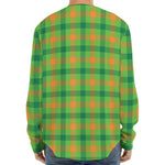Irish Buffalo Plaid Pattern Print Long Sleeve Baseball Jersey