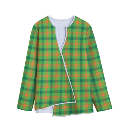 Irish Buffalo Plaid Pattern Print Long Sleeve Short Coat