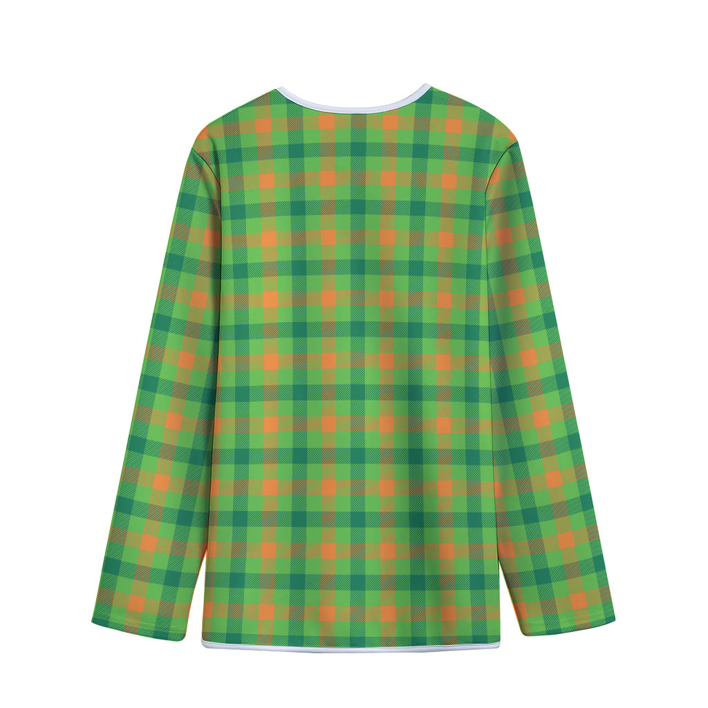 Irish Buffalo Plaid Pattern Print Long Sleeve Short Coat