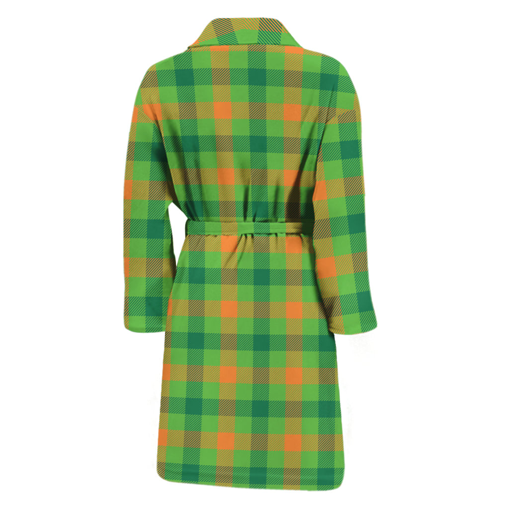 Irish Buffalo Plaid Pattern Print Men's Bathrobe