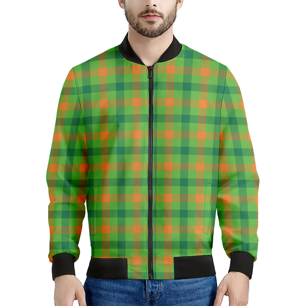 Irish Buffalo Plaid Pattern Print Men's Bomber Jacket