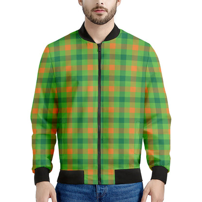 Irish Buffalo Plaid Pattern Print Men's Bomber Jacket