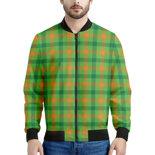 Irish Buffalo Plaid Pattern Print Men's Bomber Jacket
