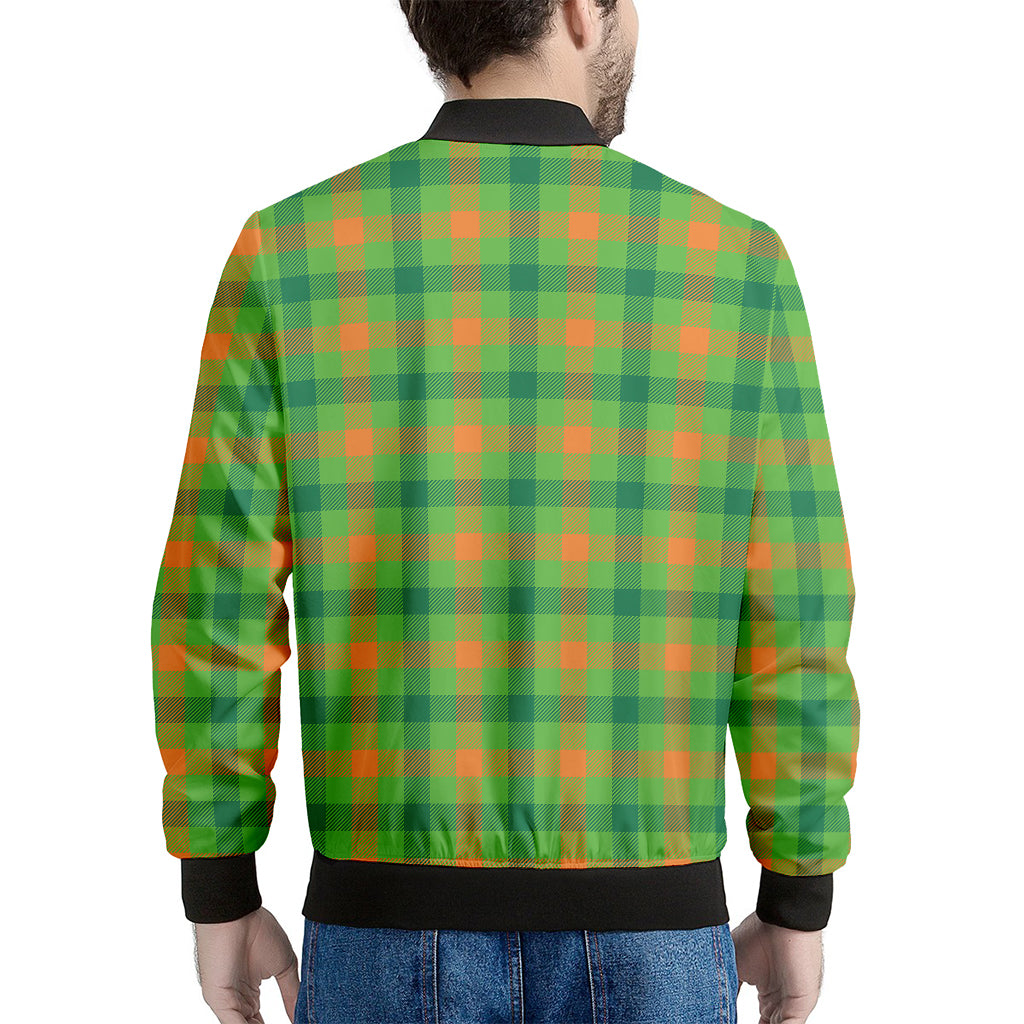 Irish Buffalo Plaid Pattern Print Men's Bomber Jacket