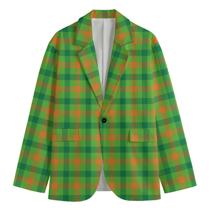 Irish Buffalo Plaid Pattern Print Men's Cotton Blazer