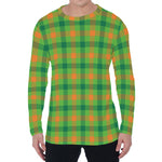 Irish Buffalo Plaid Pattern Print Men's Long Sleeve T-Shirt