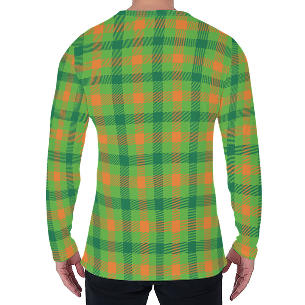 Irish Buffalo Plaid Pattern Print Men's Long Sleeve T-Shirt