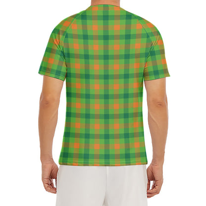 Irish Buffalo Plaid Pattern Print Men's Short Sleeve Rash Guard