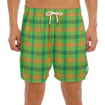 Irish Buffalo Plaid Pattern Print Men's Split Running Shorts