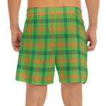 Irish Buffalo Plaid Pattern Print Men's Split Running Shorts