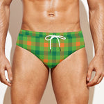 Irish Buffalo Plaid Pattern Print Men's Swim Briefs