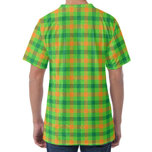Irish Buffalo Plaid Pattern Print Men's Velvet T-Shirt