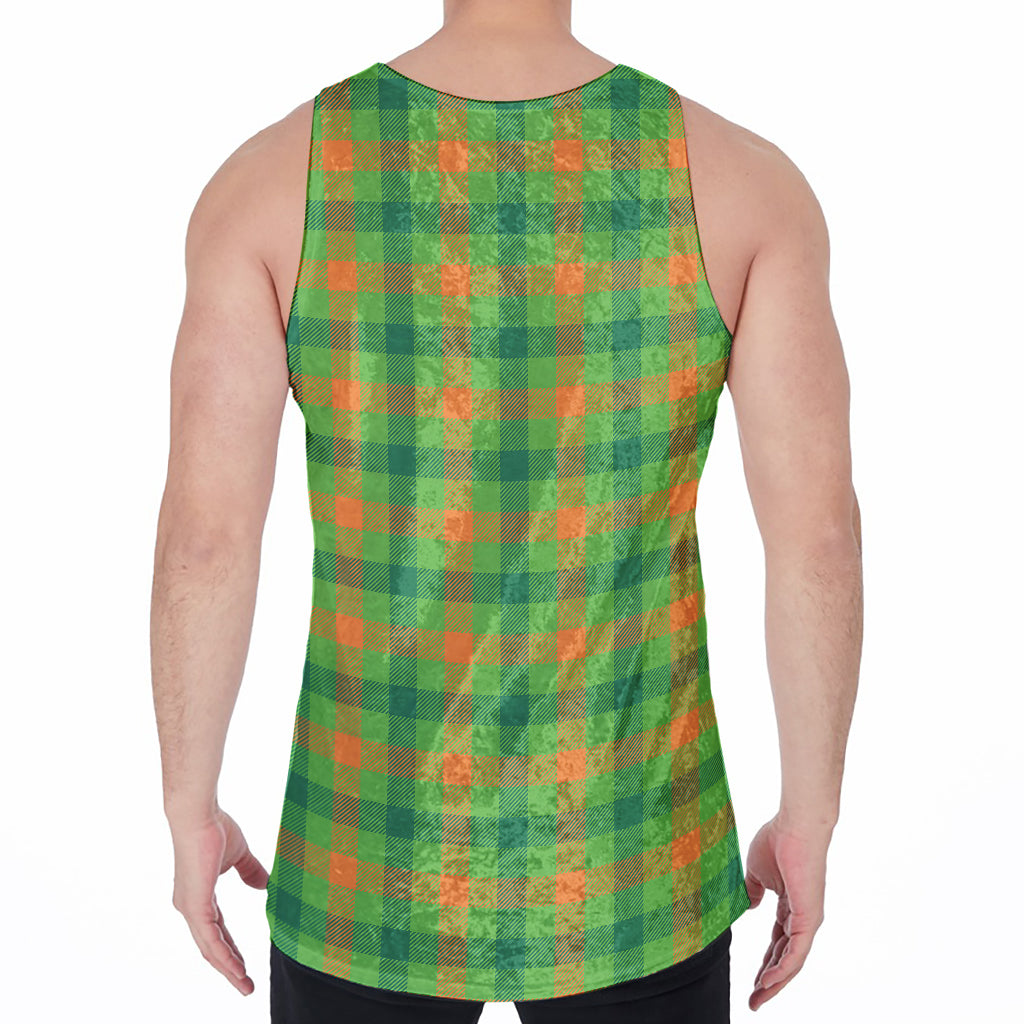 Irish Buffalo Plaid Pattern Print Men's Velvet Tank Top
