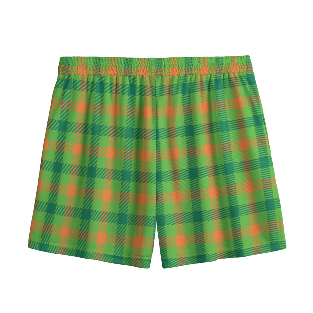 Irish Buffalo Plaid Pattern Print Mesh Shorts
