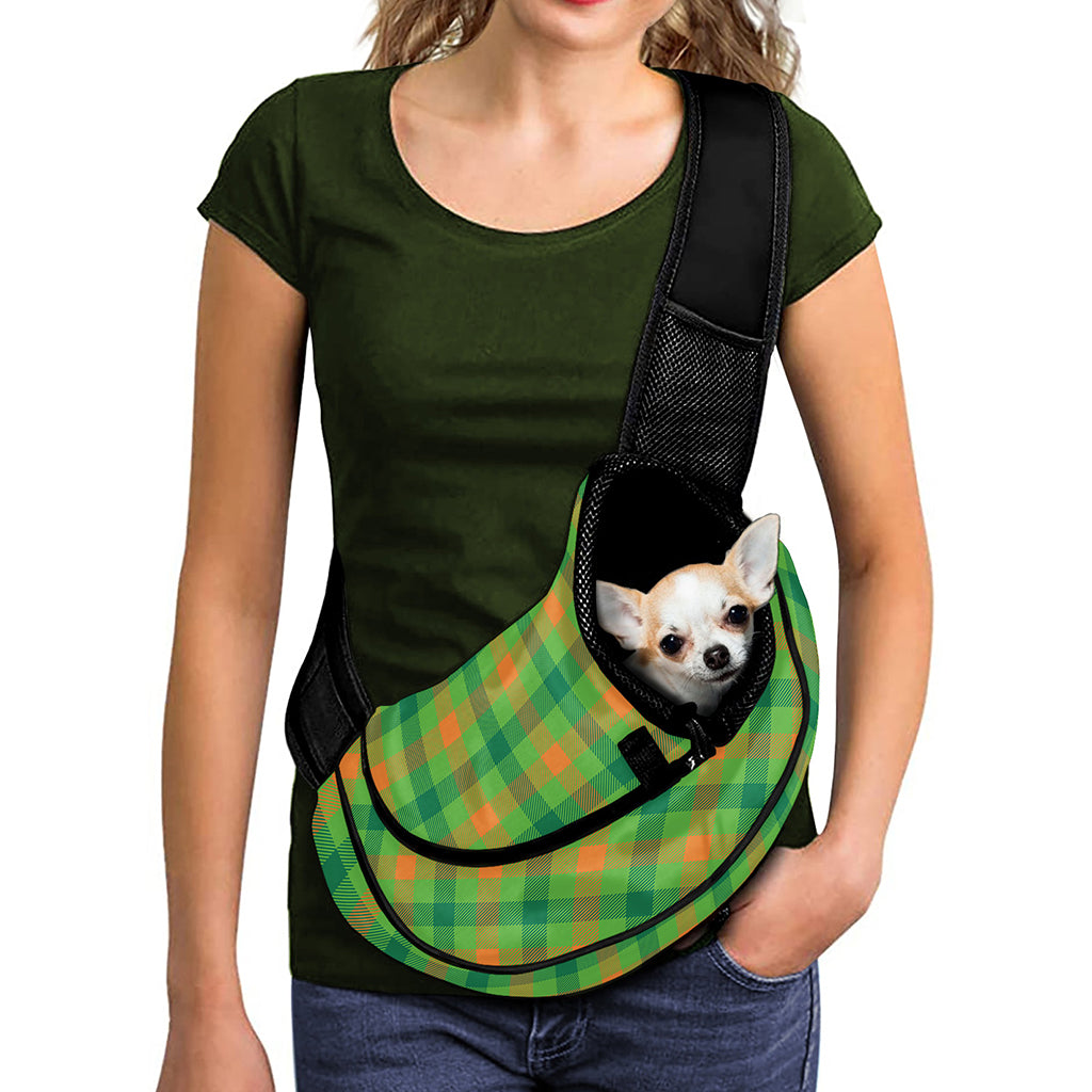 Irish Buffalo Plaid Pattern Print Pet Sling Carrier