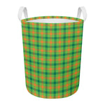 Irish Buffalo Plaid Pattern Print Round Laundry Basket