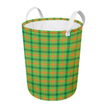 Irish Buffalo Plaid Pattern Print Round Laundry Basket