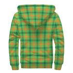 Irish Buffalo Plaid Pattern Print Sherpa Lined Zip Up Hoodie