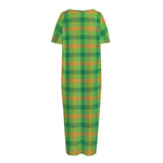Irish Buffalo Plaid Pattern Print Short Sleeve Long Nightdress
