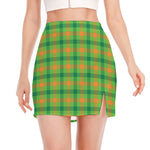 Irish Buffalo Plaid Pattern Print Side Slit Mini Skirt