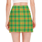 Irish Buffalo Plaid Pattern Print Side Slit Mini Skirt