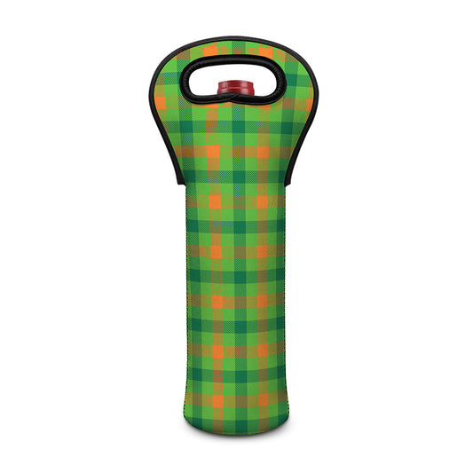 Irish Buffalo Plaid Pattern Print Single Neoprene Wine Tote