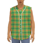 Irish Buffalo Plaid Pattern Print Sleeveless Baseball Jersey
