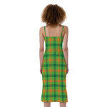 Irish Buffalo Plaid Pattern Print Slim Fit Midi Cami Dress