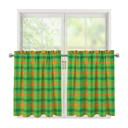 Irish Buffalo Plaid Pattern Print Tier Curtains