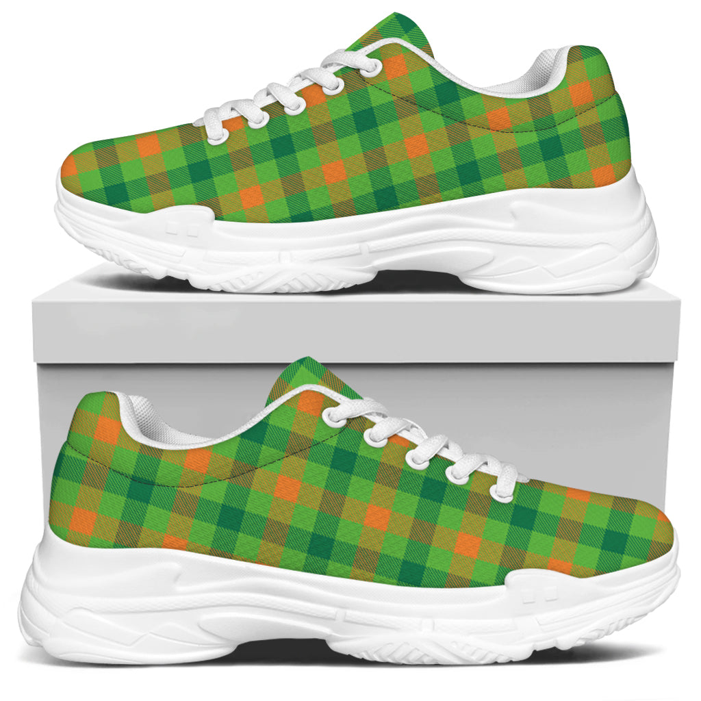 Irish Buffalo Plaid Pattern Print White Chunky Shoes