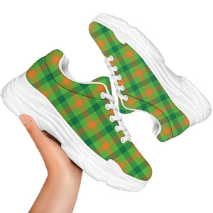 Irish Buffalo Plaid Pattern Print White Chunky Shoes