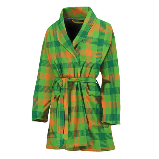 Irish Buffalo Plaid Pattern Print Women's Bathrobe
