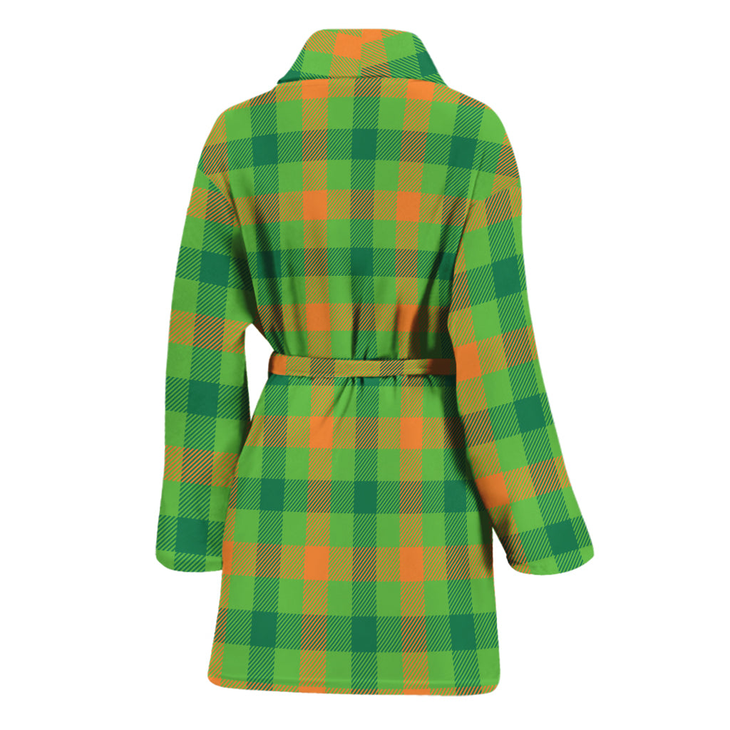 Irish Buffalo Plaid Pattern Print Women's Bathrobe