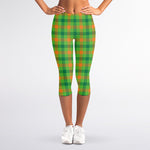 Irish Buffalo Plaid Pattern Print Women's Capri Leggings