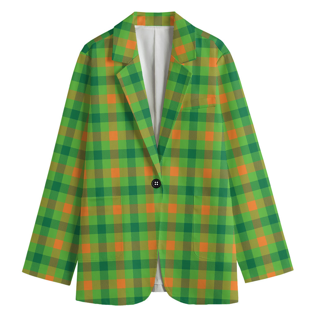 Irish Buffalo Plaid Pattern Print Women's Cotton Blazer