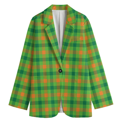 Irish Buffalo Plaid Pattern Print Women's Cotton Blazer
