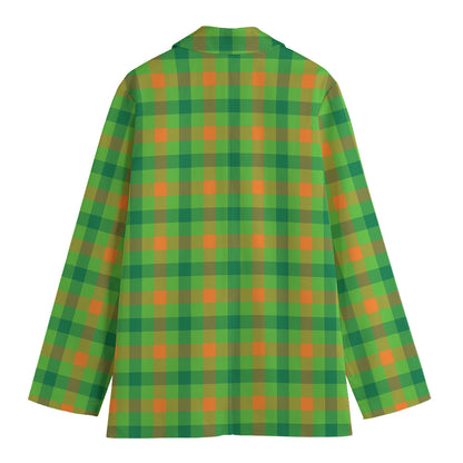 Irish Buffalo Plaid Pattern Print Women's Cotton Blazer