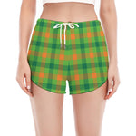 Irish Buffalo Plaid Pattern Print Women's Split Running Shorts