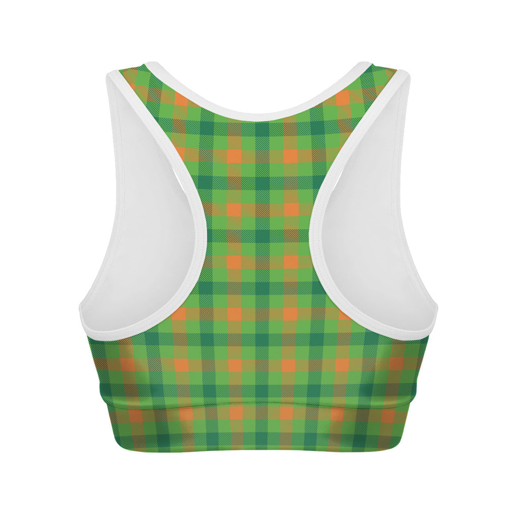 Irish Buffalo Plaid Pattern Print Women's Sports Bra