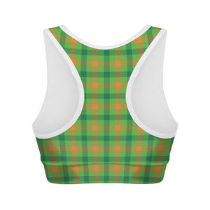 Irish Buffalo Plaid Pattern Print Women's Sports Bra