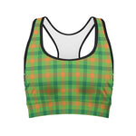 Irish Buffalo Plaid Pattern Print Women's Sports Bra