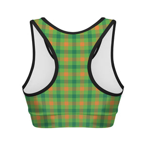 Irish Buffalo Plaid Pattern Print Women's Sports Bra